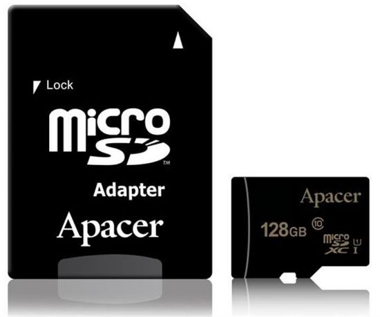  Зображення Картка пам'ятi APACER microSDXC 128GB UHS-I U1+adapter 